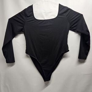 SHEIN Curve Black Long Sleeve Bodysuit 1XL Stretch RN CA67697 Plus Size